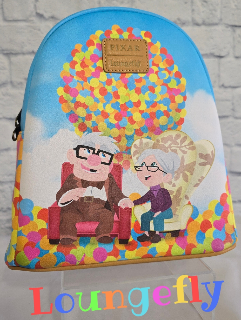 Loungefly Pixar UP Couple Carl Ellie Balloons Disney Mini Backpack Blue - New